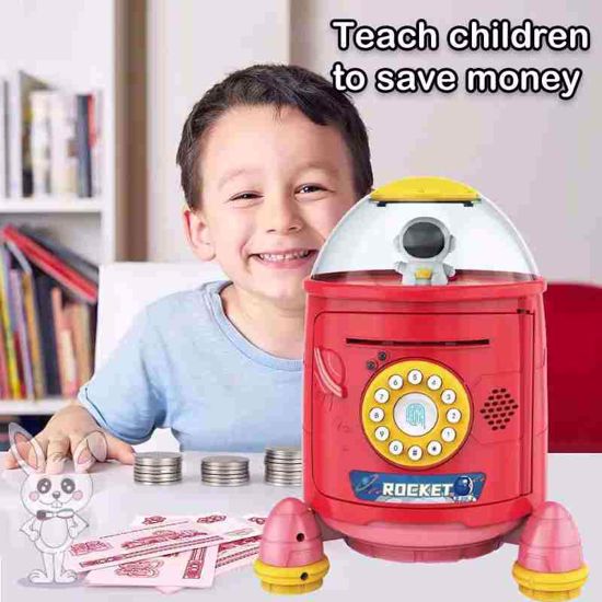 Picture of New Style Rocket Money Box Auto Opening Door Plastic Electricity Saving Box With Lock