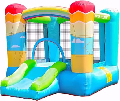 Picture of ÷Inflatable bouncy house for kids, bouncy house with indoor and outdoor air blower, jumping bouncy castle slide for kids party hot air balloon theme 200*270*168