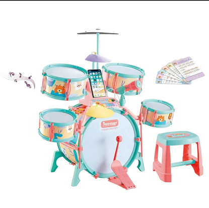 Picture of XX Educational Electric Musical Instrument Toy Drum Kids Multifunctional Jazz Drum Set with Microphone and Mobile Phone Connection