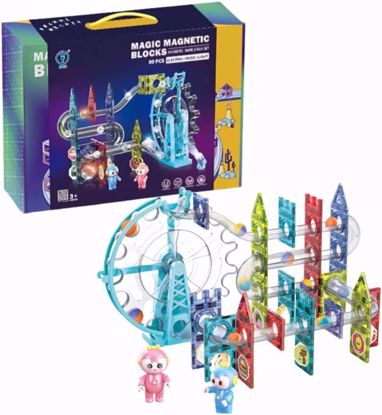 Picture of ++Electric Magnetic Building Blocks Light and Music for Kids (80 Pieces) Light and Music Ferris Wheel, 3D STEM Toys for Kids Boys Girls by Happy Hues