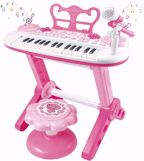Picture of -/Toddler Piano Keyboard for Kids, 31 Electronic Music Keys with Microphone, Multi-function Music and Sound in Pink, Educational Toys First Birthday...
