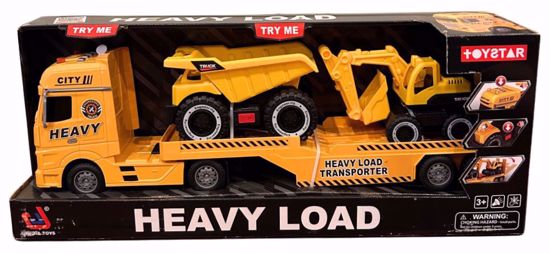 Picture of  Prime Mover with 2 Construction Vehicles on Trailer
