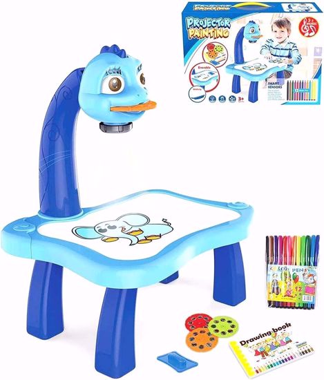 Picture of 9/Children's Education Desk with Smart Projector - Children's Drawing Teaching Table with Light Music and Projector for Displaying Drawings Great Gift for Boys and Girls Birthday in Color A-Blue and Size...
