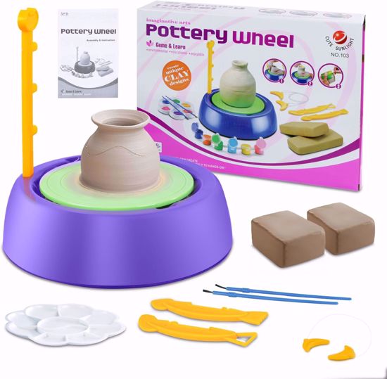 Picture of 19/ Pottery Wheel Kit, Pottery Studio, Craft Kit, Ceramic Machine with Clay, Artist Studio, Educational Toy for Beginners/Christmas Birthday Gifts for 7 8 9 10 11 12 Years Old Boys Girls - Purple