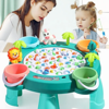 Picture of  Fishing Game Toy Set, Kids Play Table W/Rotating Board, 45 Fishes & 4 Fishing Poles, Gifts for Children, Boys & Girls .