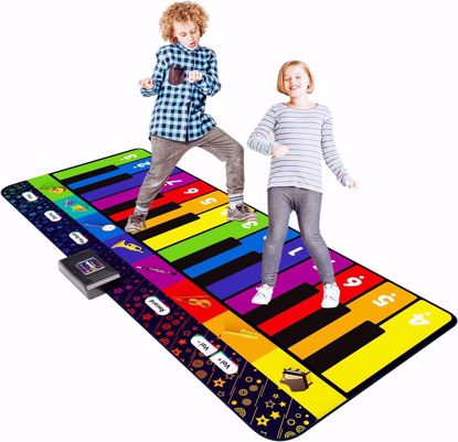 Picture of SUNLIN 6ft Floor Piano Mat for Kids and Children, Giant Piano Playmat, 24 Keys, 10 Built-in Songs, 8 Instrument Sounds, Record & Playback, Instruction Booklet
