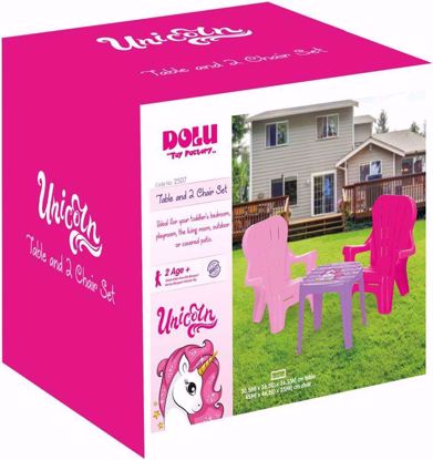 صورة 298/طاولة مرسوم عليها يونيكورن وكرسيين