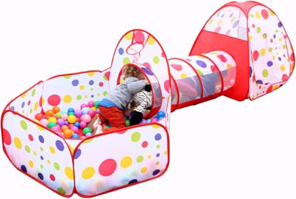 Picture of 309/Ditchoy Children's Play Tent with Tunnel and Ball Pitcher with Zippered Storage Bag, Children's Play Tent for Indoor and Outdoor Play (Red)