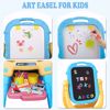Picture of Easel for Kids, Dry Erase Board, Rotatable Double Sided Magnetic Drawing Board Adjustable Height Easel Stand Toddlers Art Easel with 79pcs Art Supplies, Blue