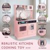 صورة 355/مجموعة مطبخ ألعاب خشبية للأطفال الصغار، هدية مطبخ ألعاب للأولاد والبنات  الحجم: 81 × 48 × 28 سم (وردي)