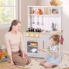 Picture of Costzon Kids Kitchen Playset, Wooden Pretend Play Kitchen with Lights and Sounds, Stoves, Sink, Faucet, Microwave, Oven & Cooking Accessories, Toy...