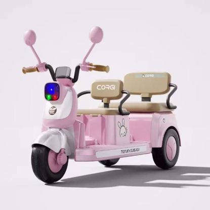 Picture of Vespa Design Electric Scooter Motorcycle 2 ppl Split with Remote Control For Kids Children
