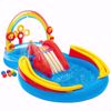 Picture of Intex 57453EP 9.75 Foot x 6.3 Foot x 53 Inch Multicolor Rainbow Slide Kids Inflatable Pool with Water Slide and Ring Toss for Children Ages 2 and Up