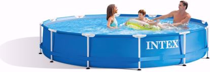 Picture of 451/Intex Metal Frame Skeleton Swimming Pool | Round Shape | 6503 Liter Capacity | 76 cm x 3.66 m | Blue | 28210NP