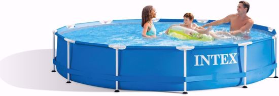 Picture of 451/Intex Metal Frame Skeleton Swimming Pool | Round Shape | 6503 Liter Capacity | 76 cm x 3.66 m | Blue | 28210NP