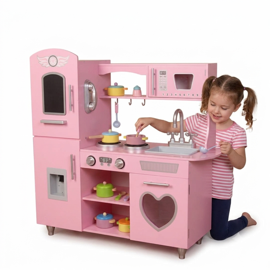 Picture of TaoHFE LED Upgrade Kitchen Set for Kids Wooden Play Kitchen LED Gas Tray with Sound Toy Kitchen Sets for Girls Gift Enjoy Cooking with Lights and Sounds...