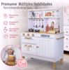 Picture of Kids House Kitchen White and Gold: Cocina de Juguete de Madera para Niñas con Detalles Dorados, Incluye 4 Utensilios para Cocinar, Microondas, Fregadero y...