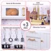 Picture of Kids House Kitchen White and Gold: Cocina de Juguete de Madera para Niñas con Detalles Dorados, Incluye 4 Utensilios para Cocinar, Microondas, Fregadero y...