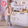 Picture of Kids House Kitchen White and Gold: Cocina de Juguete de Madera para Niñas con Detalles Dorados, Incluye 4 Utensilios para Cocinar, Microondas, Fregadero y...