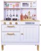 Picture of Kids House Kitchen White and Gold: Cocina de Juguete de Madera para Niñas con Detalles Dorados, Incluye 4 Utensilios para Cocinar, Microondas, Fregadero y...