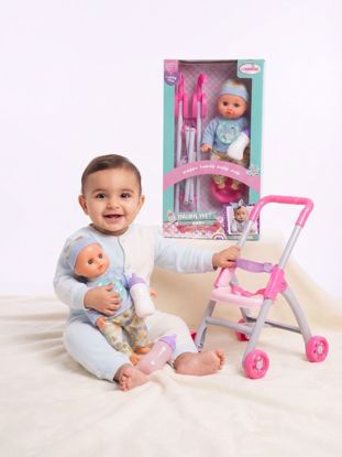 Picture of 498/ Baby doll set with stroller and high chair by Lunabebe